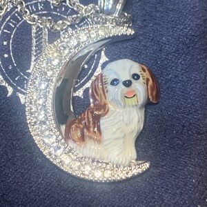 BNIB BRADFORD EXCHANGE ENAMEL STERLING SILVER PLATED SHI TZU PENDANT NECKLACE